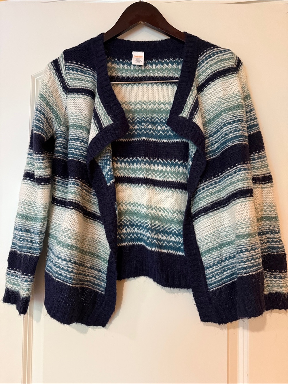 Gymboree Girl’s Striped Open-Front Knit Cardigan in Navy and Cream Size 10/12